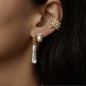 NEW~ Anthropologie Shashi "Behati" Long Pearl Earrings